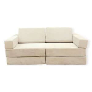 Neztly Corduroy Sandy Snuggle Junior Kids Play Sofa (Beige)-8pcs