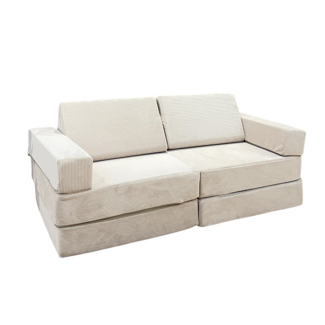 Neztly Corduroy Sandy Snuggle Junior Kids Play Sofa (Beige)-8pcs - Image 4