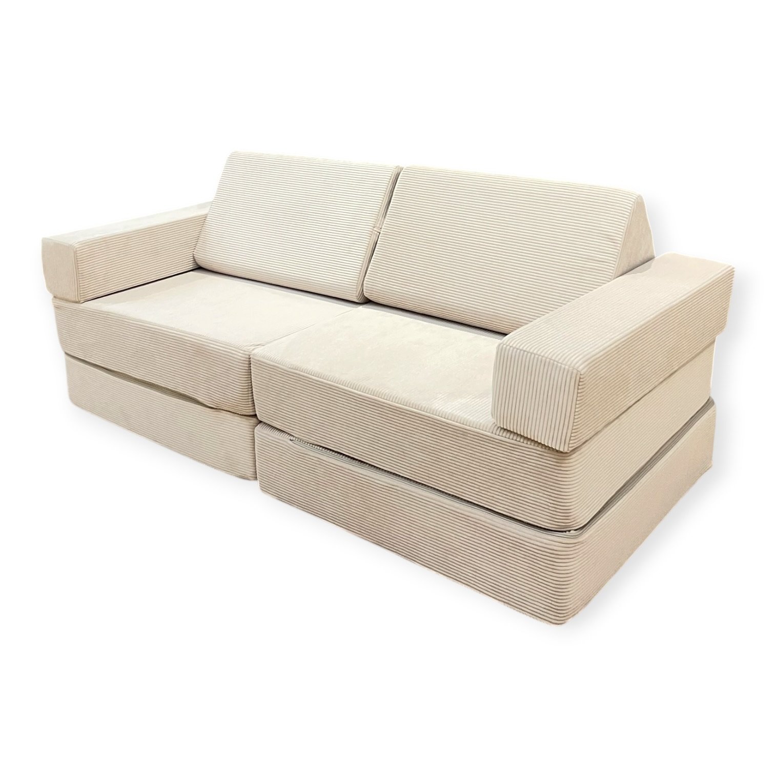Neztly Corduroy Sandy Snuggle Junior Kids Play Sofa (Beige)-8pcs - Image 2