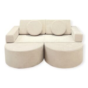 The Neztly Corduroy Snuggle Junior Sofa (12 pcs) is a soft, modular seating set designed for kids. Made with cozy corduroy fabric and supportive foam, it easily transforms from a sofa into fun play structures like forts or loungers, perfect for relaxing and imaginative play.
