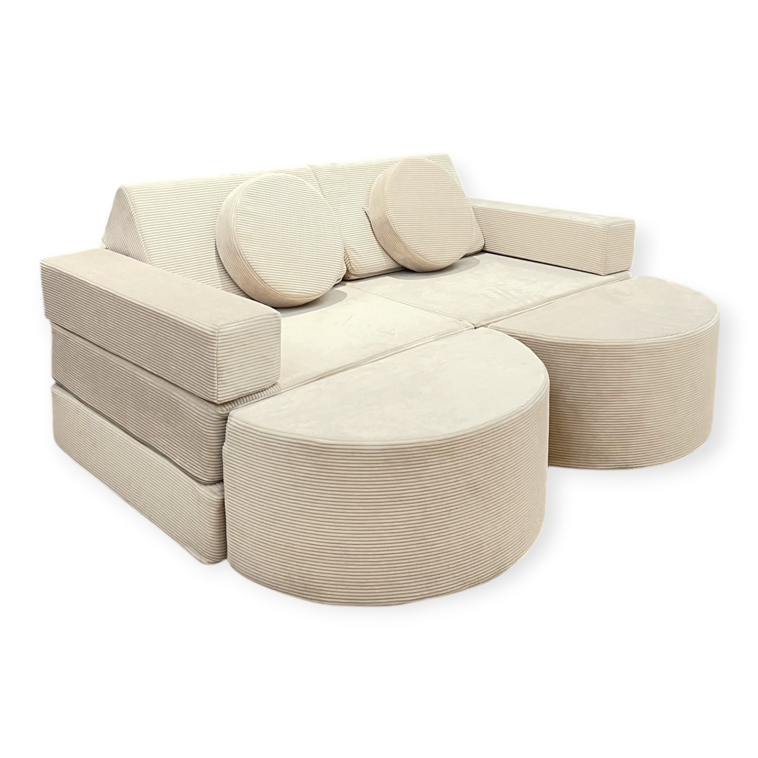 Neztly Corduroy Sandy Snuggle Junior Play Sofa (Beige)-12pcs - Image 2