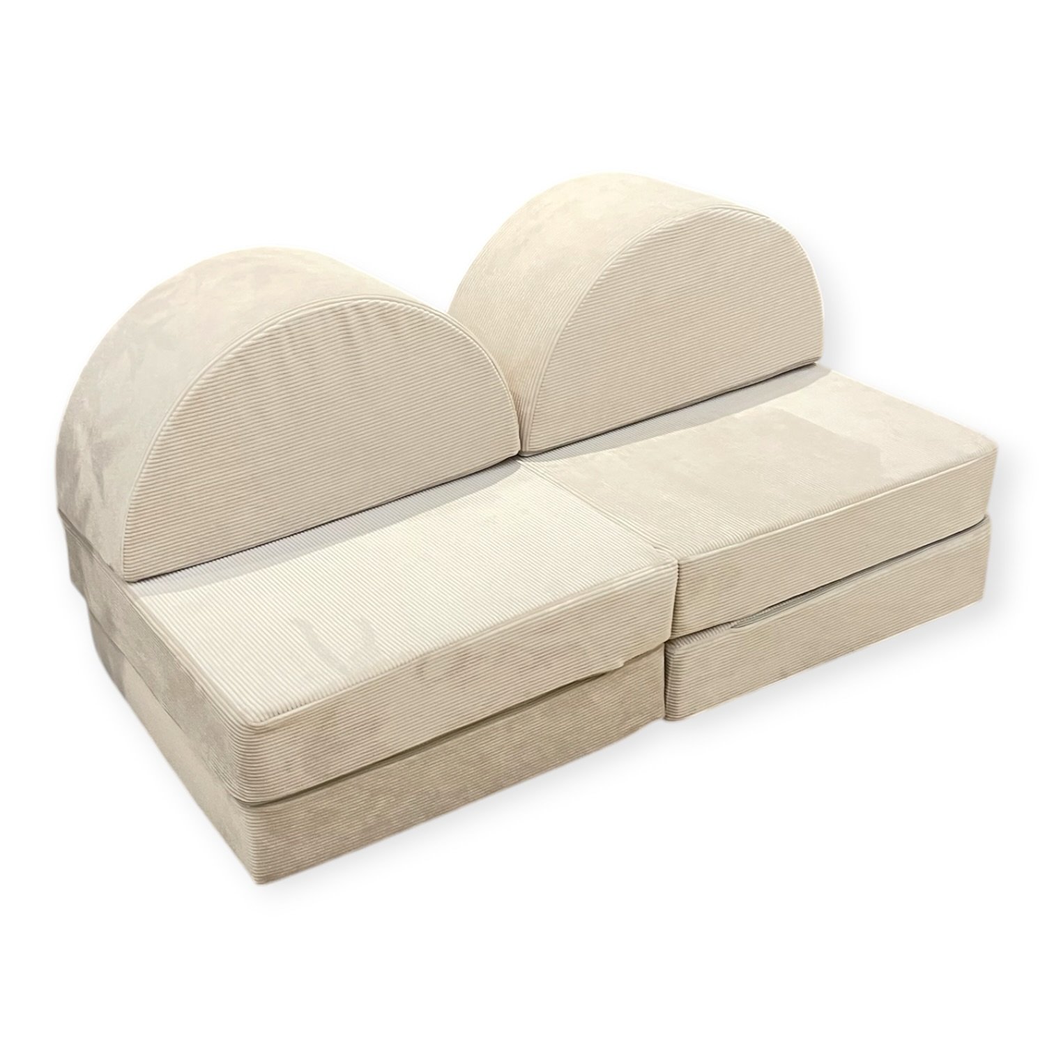 Neztly Corduroy Sandy Snuggle Junior Play Sofa (Beige)- Half Round Set - 6pcs - Image 2