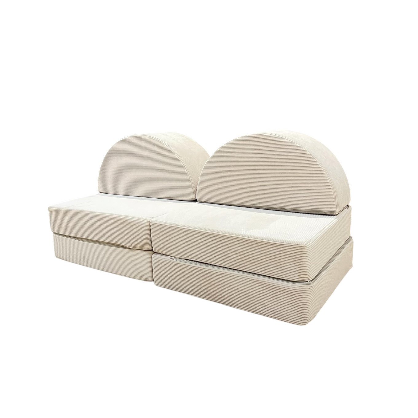 Neztly Corduroy Sandy Snuggle Junior Play Sofa (Beige)- Half Round Set - 6pcs - Image 3