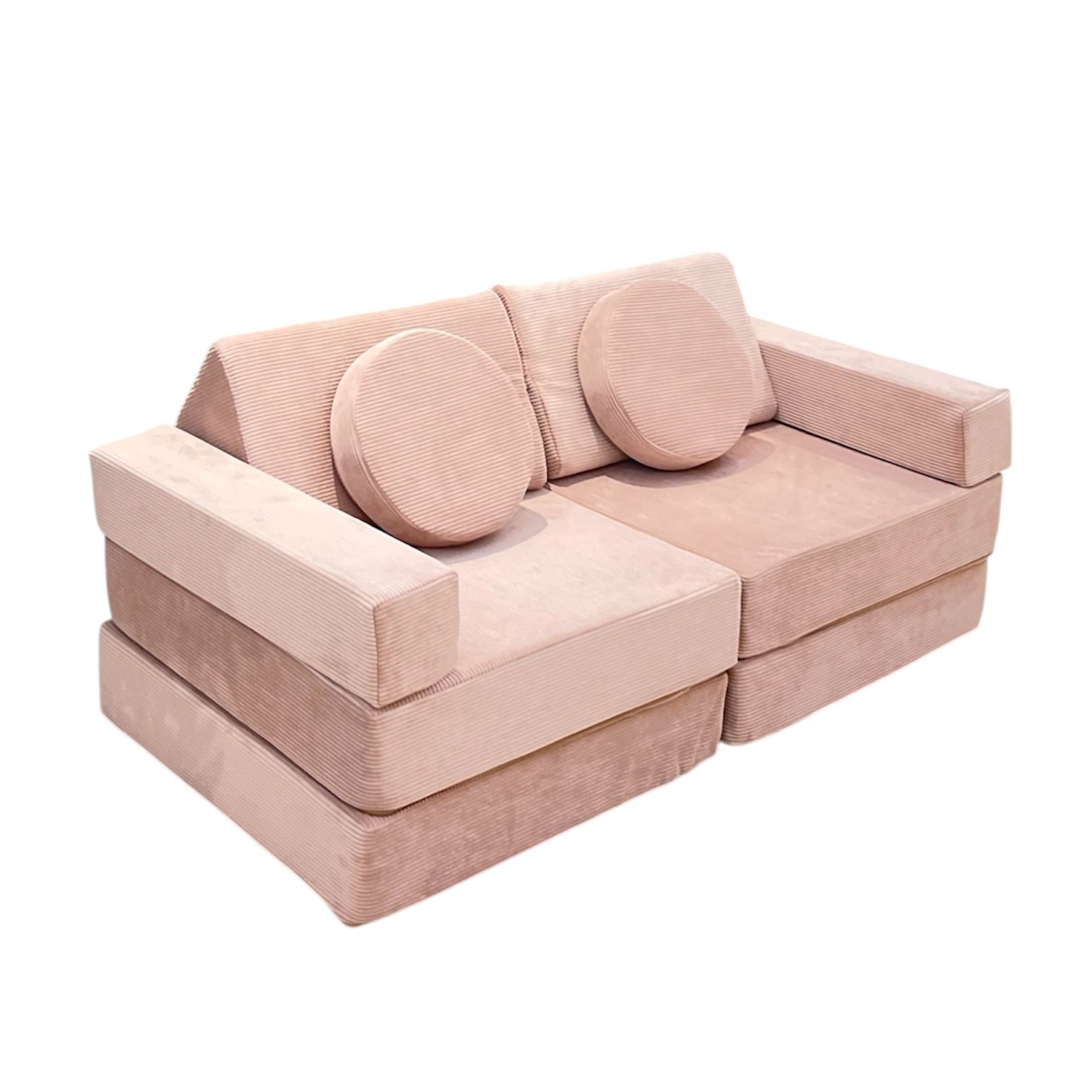 Neztly Corduroy Peachy Cuddle Junior Play Sofa (Peach pink)- 10pcs - Image 3