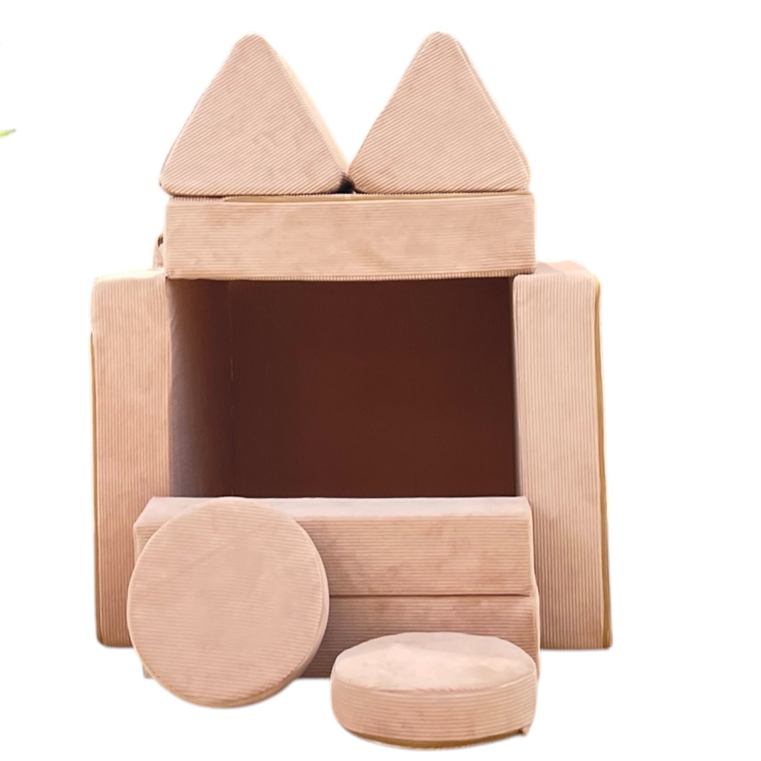 Neztly Corduroy Peachy Cuddle Junior Play Sofa (Peach pink)- 10pcs - Image 6