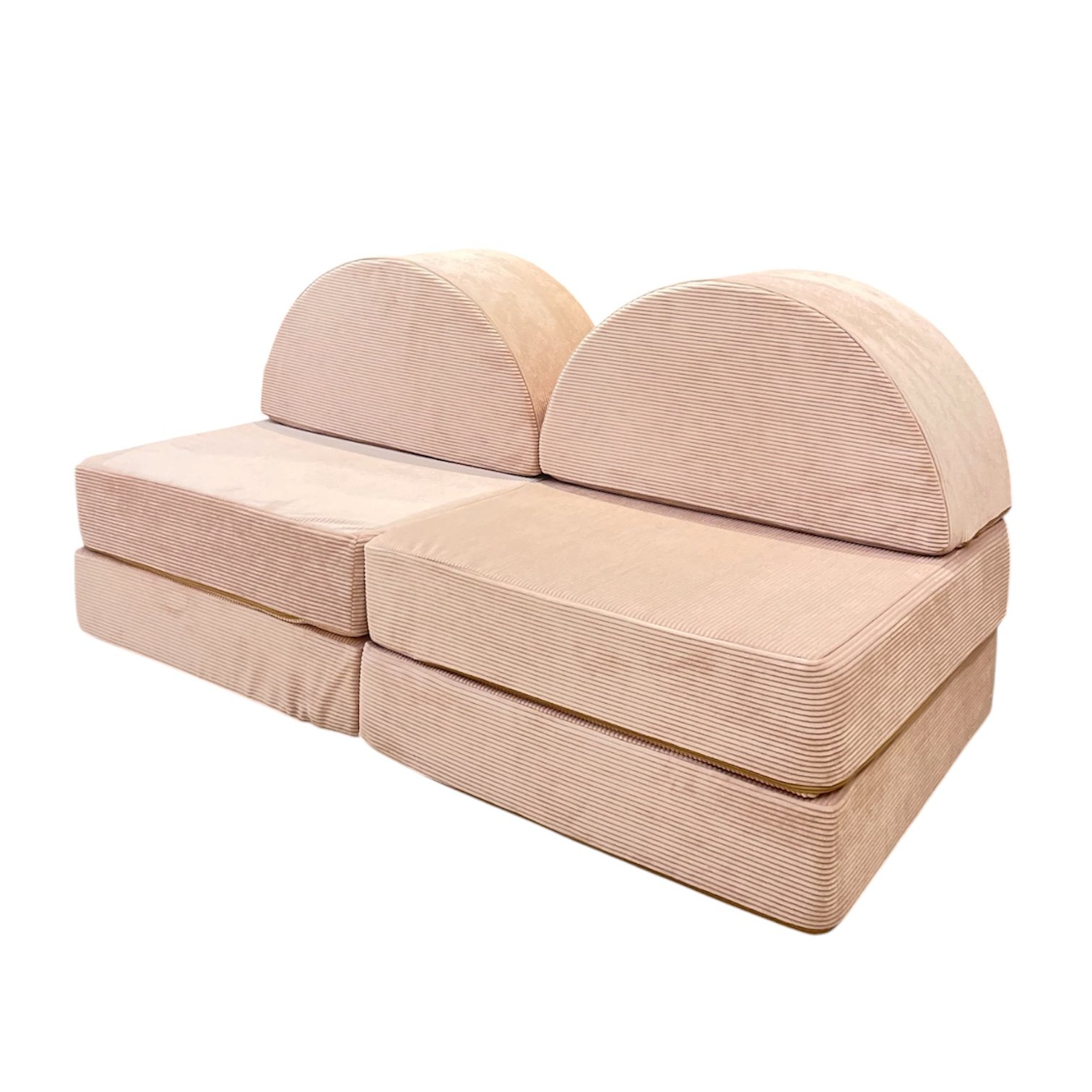 Neztly Corduroy Peachy Cuddle Junior Play Sofa (Peach pink) Half Round Set- 6pcs - Image 2