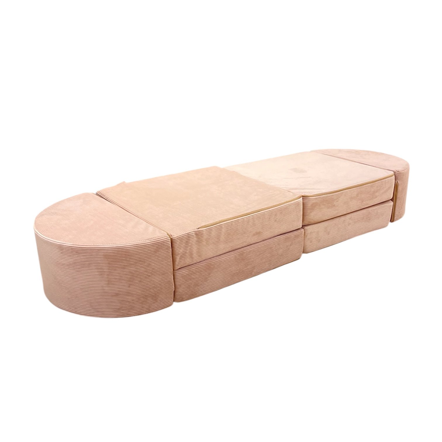 Neztly Corduroy Peachy Cuddle Junior Play Sofa (Peach pink) Half Round Set- 6pcs - Image 4