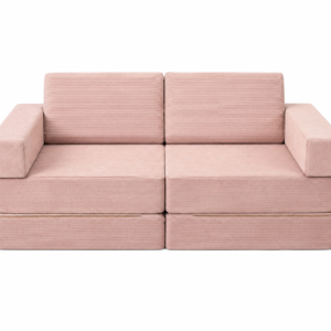 Dusty pink modular kids' play sofa in soft corduroy fabric from Neztly.