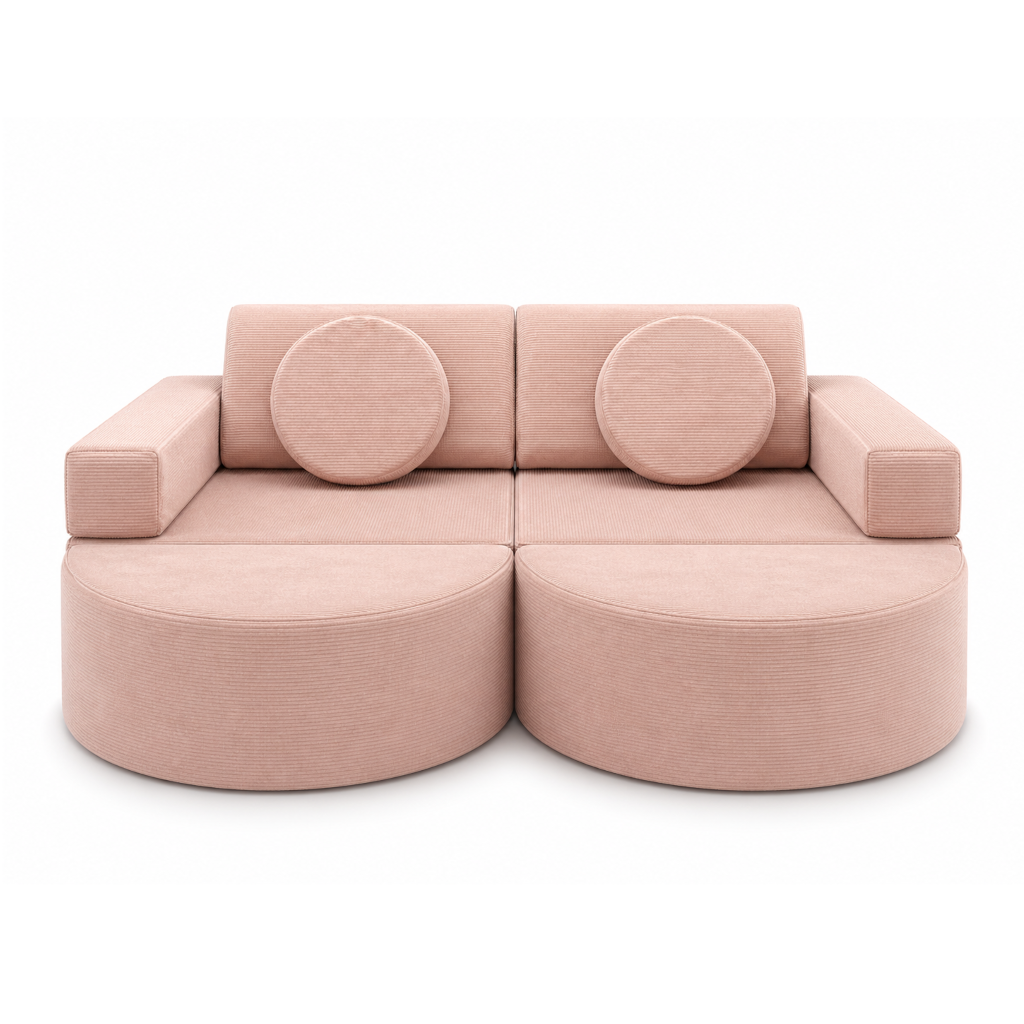 Neztly Corduroy Peachy Cuddle Junior Play Sofa (Peach)- 12pcs